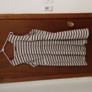 Maurices Striped Dress Size 3 Light Grey with Black Stripes